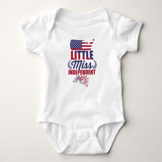 Little Miss Independent Red White Blue jul Girl Romper (Voorkant)