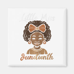 Little Miss Juneteenth Black Afro Girl Peuter Girl Magneet