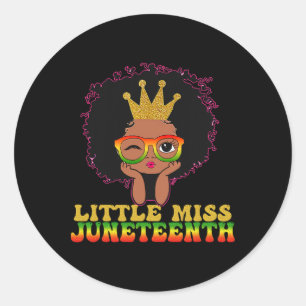Little Miss Juneteenth Celebrate 19 juni Zwart G Ronde Sticker
