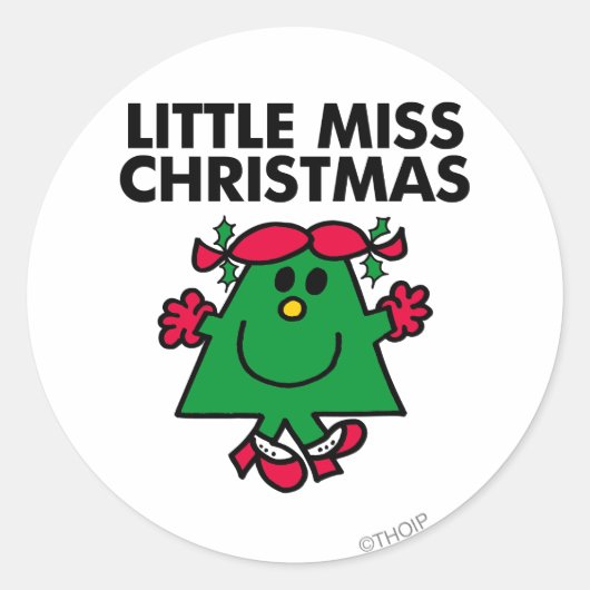 Little Miss Kerstmis Smile Ronde Sticker (Voorkant)