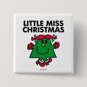 Little Miss Kerstmis Smile Vierkante Button 5,1 Cm