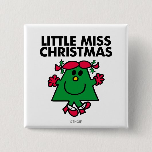 Little Miss Kerstmis Smile Vierkante Button 5,1 Cm (Voorkant)