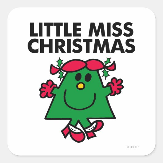 Little Miss Kerstmis Smile Vierkante Sticker (Voorkant)