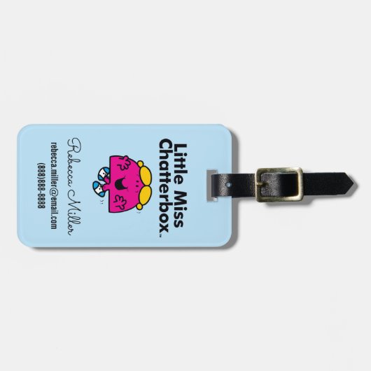 Little Miss | Kleine Miss Chatterbox is zo schatti Bagagelabel (Voorkant horizontaal)