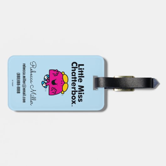 Little Miss | Kleine Miss Chatterbox is zo schatti Bagagelabel (Achterkant horizontaal)