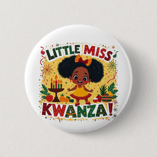 Little Miss Kwanza Afro Amerikaanse Kwanaz erfgoed Ronde Button 5,7 Cm