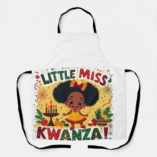Little Miss Kwanza Afro Amerikaanse Kwanaz erfgoed Schort (Voorkant)