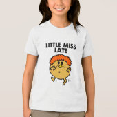 Little Miss Late | zwarte belettering Tri-Blend Shirt (Voorkant)