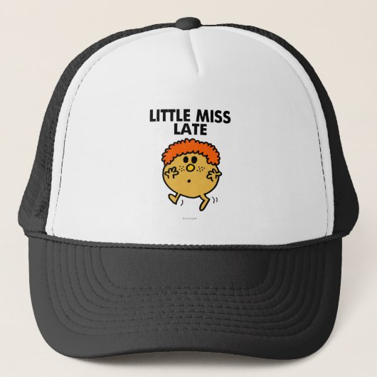 Little Miss Late | zwarte belettering Trucker Pet (Voorkant)