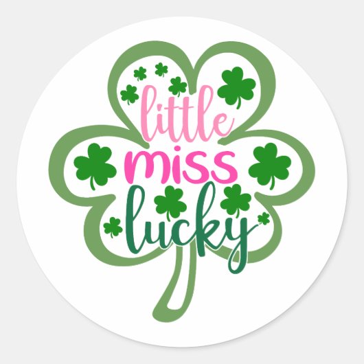 Little Miss Lucky Charm 🍀✨ Ronde Sticker (Voorkant)