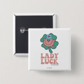 Little Miss Lucky | Lady Luck Vierkante Button 5,1 Cm (Voorkant /achterkant)