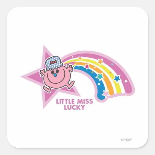 Little Miss Lucky | regenboog Vierkante Sticker (Voorkant)