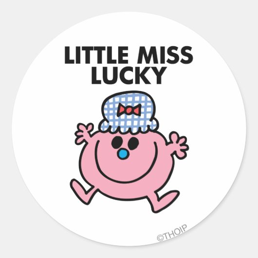 Little Miss Lucky | Zwarte briefing Ronde Sticker (Voorkant)