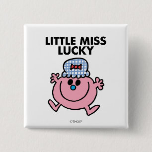 Little Miss Lucky Zwarte briefing Vierkante Button 5,1 Cm