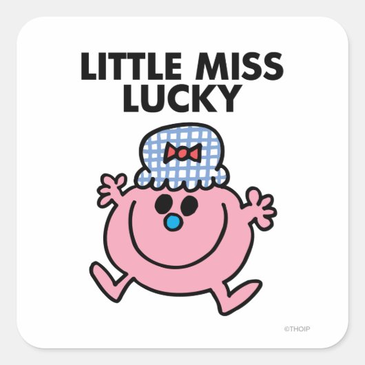 Little Miss Lucky | Zwarte briefing Vierkante Sticker (Voorkant)