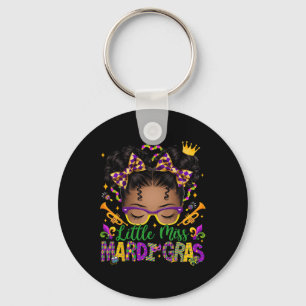 Little Miss Mardi Gras Afro Rommelige Knot Meisjes Sleutelhanger