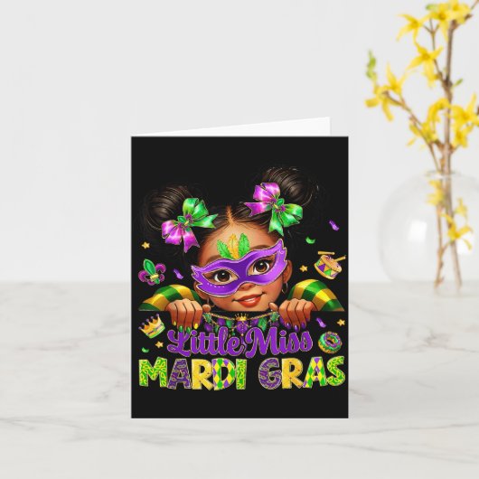 Little Miss Mardi Gras Carnival New Orleans Fleur  Kaart (Gele Bloem)