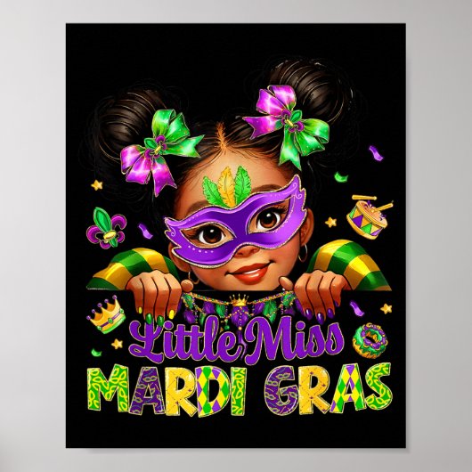 Little Miss Mardi Gras Carnival New Orleans Fleur  Poster (Voorkant)