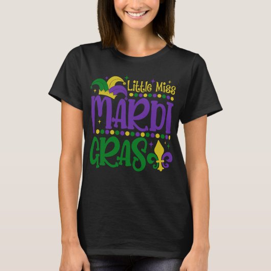 Little Miss Mardi Gras Cute Carnival Outfit T-shirt (Voorkant)