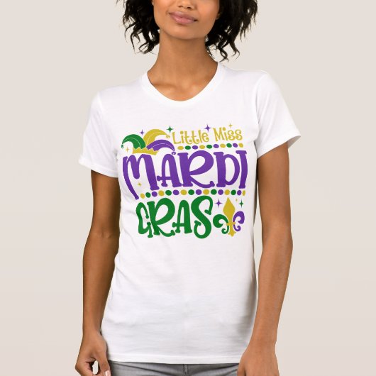 Little Miss Mardi Gras Cute Carnival Outfit T-shirt (Voorkant)