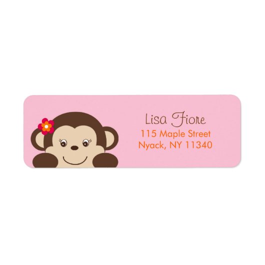 Little Miss Monkey Baby shower Adresetiketten Etiket (Voorkant)