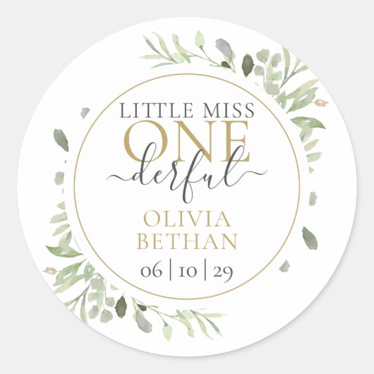 Little Miss Mr ONEderful Jongen Eerste Verjaardag Ronde Sticker (Voorkant)