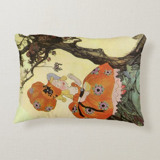 Little Miss Muffet & Spin, Klassieke Moeder de Gan Accent Kussen (Achterkant)