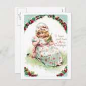 Little Miss Muffet Vintage Christmas Kaart (Voorkant / Achterkant)