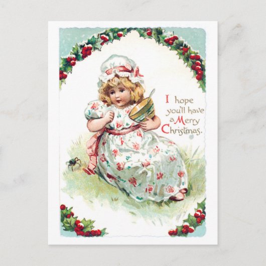 Little Miss Muffet Vintage Christmas Kaart (Voorkant)