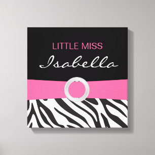 Little Miss Name Canvas op Zebra Pattern Afdruk