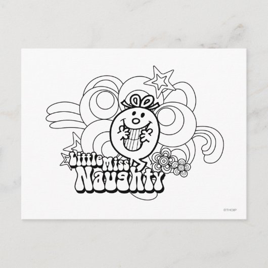 Little Miss Naughty met een gedurfde achtergrond Briefkaart (Voorkant)
