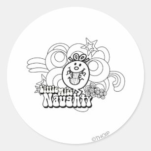 Little Miss Naughty met een gedurfde achtergrond Ronde Sticker