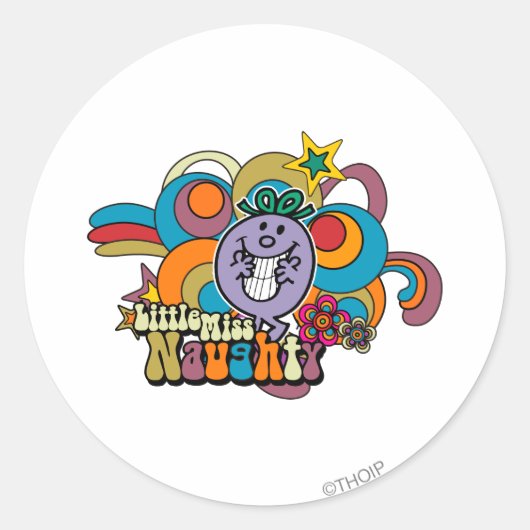 Little Miss Naughty Rainbow Ronde Sticker (Voorkant)
