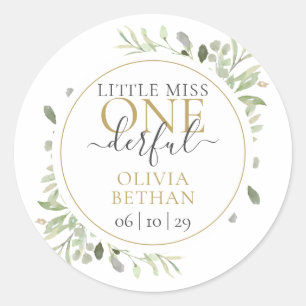 Little Miss of Mr ONEderful Jongen Eerste Verjaard Ronde Sticker