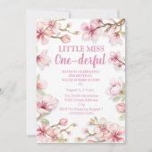 Little Miss One-derful 1e verjaardag roze bloemen Kaart (Voorkant)