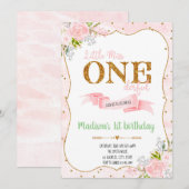 Little Miss ONE-derful verjaardagsuitnodiging Kaart (Voorkant / Achterkant)