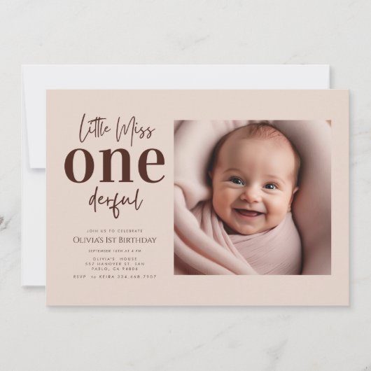 Little Miss ONEdeful script foto Kaart (Voorkant)