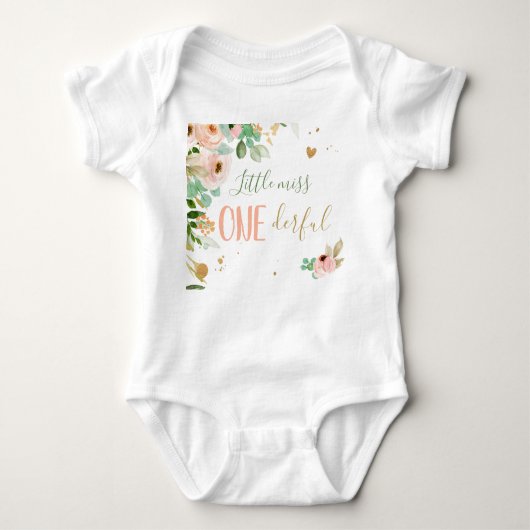 Little Miss Onederful 1e verjaardag meisje bloemen Romper (Voorkant)