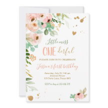 Little Miss Onederful 1e Verjaardag Nodig Floral u