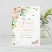 Little Miss Onederful 1e Verjaardag Nodig Floral u Kaart (Staand voorkant)