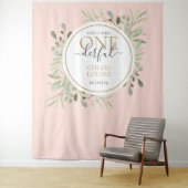 Little Miss ONEderful 1e verjaardag Roze fotorekwi Wandkleed (In situ)