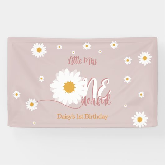 Little Miss Onederful 1e verjaardag Spandoek (Horizontaal)