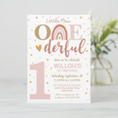 Little Miss Onederful 1e Verjaardag uitnodiging Bo (Staand voorkant)