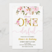 Little Miss Onederful 1e verjaardag uitnodiging me (Voorkant / Achterkant)