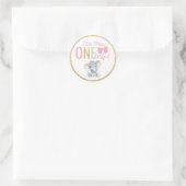 Little Miss ONEderful 1e verjaardagsfeestje Olifan Ronde Sticker (Tas)