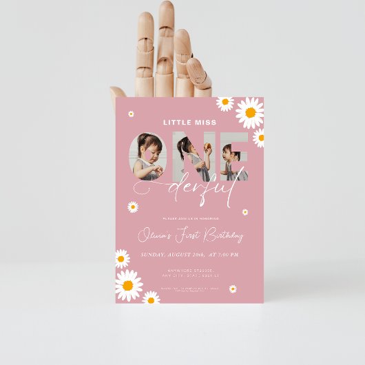 Little miss onederful 1st Birthday 3 foto daisy Kaart