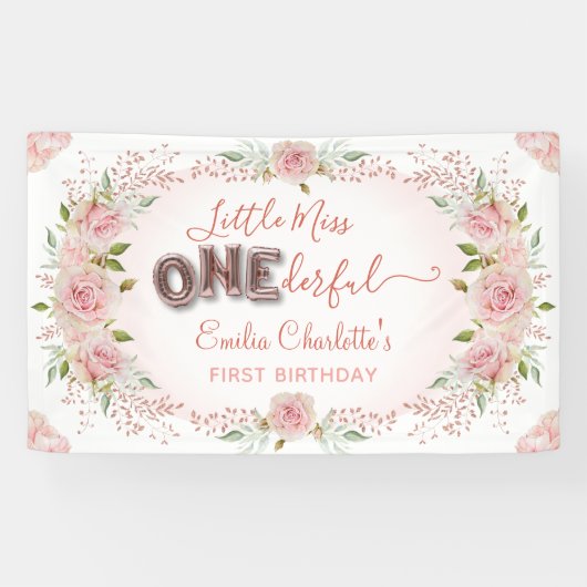 Little Miss Onederful 1st Birthday Banner (Horizontaal)