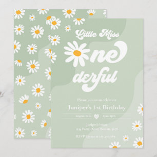 Little Miss ONEderful 1st Birthday Boho Daisy Kaart