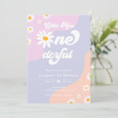 Little Miss ONEderful 1st Birthday Boho Daisy Kaart (Staand voorkant)