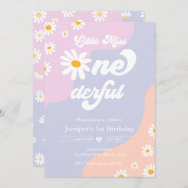 Little Miss ONEderful 1st Birthday Boho Daisy Kaart